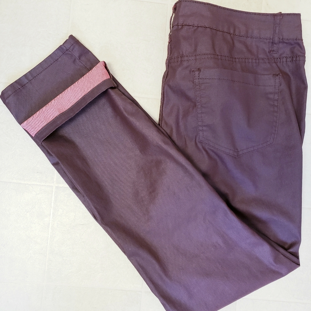 13 Like new faux leather coated stretch pants